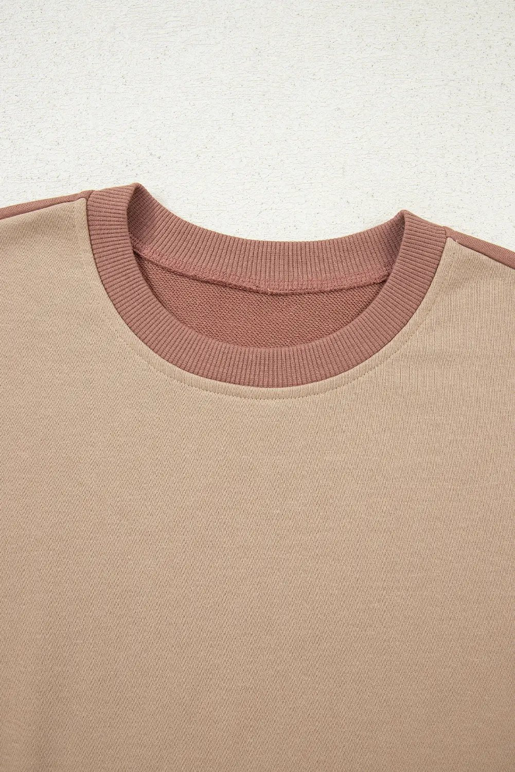 Premium Khaki Color Block Long Sleeve Crop Top Drawstring Pants Set Dear-Lover Dropshipping